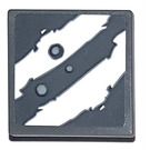 LEGO Dark Stone Gray Roadsign Clip-on 2 x 2 Square with White and Gray Stripes Sticker with Open 'O' Clip (15210)