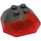 LEGO Dark Stone Gray Rock 4 x 4 x 1.3 Top with Transparent Neon Orange Marbeling (30293 / 53933)