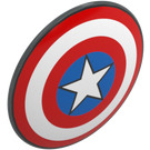 LEGO Dark Stone Gray Round Shield with Curved Face with Captain America Shield (50695 / 75902)