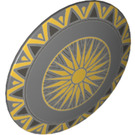 LEGO Dark Stone Gray Shield - Curved with Sunburst and Gold (33960 / 75902)