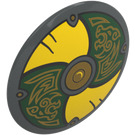 LEGO Dark Stone Gray Shield - Curved with Yellow and Green (75902 / 104738)