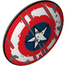 LEGO Dark Stone Gray Shield with Curved Face with Weathered Captain America Shield Decoration (75902)