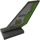 LEGO Dark Stone Gray Shuttle Tail 2 x 6 x 4 with Circuitry and Lime Patched Plate Sticker (6239)