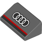 LEGO Dark Stone Gray Slope 1 x 2 (31°) with Audi Logo (85984 / 106736)