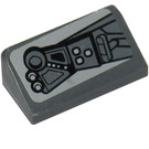 LEGO Dark Stone Gray Slope 1 x 2 (31°) with Controls - Right Sticker (85984)