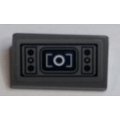 LEGO Dark Stone Gray Slope 1 x 2 (31°) with Dark Blue Monitor and Six Buttons Pattern Sticker (85984)