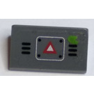 LEGO Dark Stone Gray Slope 1 x 2 (31°) with Red and Silver Caution Triangle Sticker (85984)