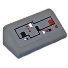 LEGO Dark Stone Gray Slope 1 x 2 (31°) with White, Red and Black Control Buttons Sticker (85984)