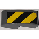 LEGO Dark Stone Gray Slope 1 x 2 Curved with Black and Yellow Danger Stripes Left Sticker (11477)