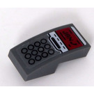 LEGO Gris pierre foncé Pente 1 x 2 Incurvé avec Phone avec rouge Screen Autocollant (11477)