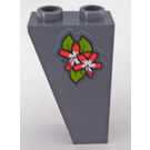 LEGO Dark Stone Gray Slope 1 x 2 x 3 (75°) Inverted with Two Pink and White Flowers on Leaves Sticker (2449)