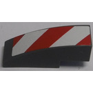 LEGO Dark Stone Gray Slope 1 x 3 Curved with Red and White Diagonal Stripes Sticker (Left) (50950)