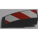 LEGO Gris pierre foncé Pente 1 x 3 Incurvé avec rouge et blanc Diagonal Rayures Autocollant (Droite) (50950)