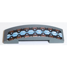 LEGO Dark Stone Gray Slope 1 x 4 Curved Double with Copper Plates, Blue Line Sticker (93273)