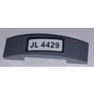 LEGO Dark Stone Gray Slope 1 x 4 Curved Double with "JL 4429" Sticker (93273)