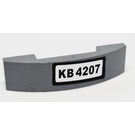 LEGO Dark Stone Gray Slope 1 x 4 Curved Double with 'KB 4207' Sticker (93273)