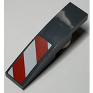 LEGO Dark Stone Gray Slope 1 x 4 Curved with Red and White Stripes Danger (Left Side) Short Sticker (11153)