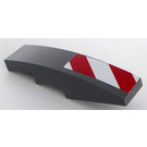 LEGO Dark Stone Gray Slope 1 x 4 Curved with Red and White Stripes Danger (Right Side) Short Sticker (11153)