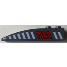 LEGO Dark Stone Gray Slope 1 x 6 Curved with 'FIRE' Right Sticker (41762)