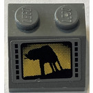 LEGO Dunkles Steingrau Steigung 2 x 2 (45°) mit AT-AT Aufkleber (3039)