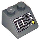 LEGO Dark Stone Gray Slope 2 x 2 (45°) with Control Instruments Sticker (3039)