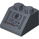 LEGO Dark Stone Gray Slope 2 x 2 (45°) with Control Panel with Lens Sticker (3039)