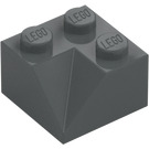 LEGO Mörk Stengrå Backe 2 x 2 (45°) med Dubbel Concave (grov yta) (3046 / 4723)