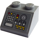 LEGO Donker Steengrijs Helling 2 x 2 (45°) met Levers, Dials en Gauges Sticker (3039)