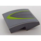 LEGO Dark Stone Gray Slope 2 x 2 Curved with Dark Stone Gray Pattern Surrounded by Lime - Left Side Sticker (15068)