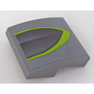 LEGO Dark Stone Gray Slope 2 x 2 Curved with Dark Stone Gray Pattern Surrounded by Lime - Right Side Sticker (15068)