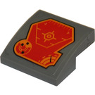 LEGO Donker Steengrijs Helling 2 x 2 Gebogen met Oranje Radar en Speedometer Sticker (15068)