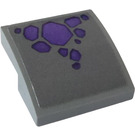 LEGO Gris pierre foncé Pente 2 x 2 Incurvé avec Purple Stones Autocollant (15068)