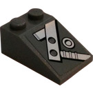 LEGO Dark Stone Gray Slope 2 x 3 (25°) with Steel Bars and Bolts (Left) Sticker with Rough Surface (3298)