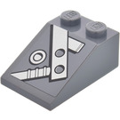 LEGO Dark Stone Gray Slope 2 x 3 (25°) with Steel Bars and Bolts (Right) Sticker with Rough Surface (3298)