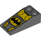 LEGO Dark Stone Gray Slope 2 x 4 (18°) with Batman Logo (30363 / 68184)