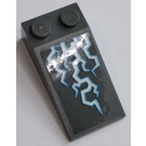 LEGO Dark Stone Gray Slope 2 x 4 (18°) with Blue and White Electricity Pattern Sticker (30363)