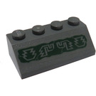 LEGO Dark Stone Gray Slope 2 x 4 (45°) with Aztec Writings Sticker with Rough Surface (3037)