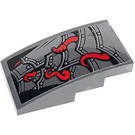 LEGO Dark Stone Gray Slope 2 x 4 Curved with Metal scales and red Snakes Sticker (93606)
