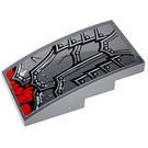 LEGO Dark Stone Gray Slope 2 x 4 Curved with Metal scales Sticker (93606)