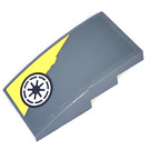 LEGO Dark Stone Gray Slope 2 x 4 Curved with Yellow Triangel and SW Republic Symbol (Left) Sticker (93606)