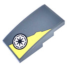 LEGO Dark Stone Gray Slope 2 x 4 Curved with Yellow Triangel and SW Republic Symbol (Right) Sticker (93606)