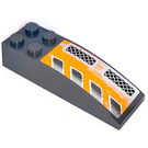 LEGO Dunkles Steingrau Steigung 2 x 6 Gebogen mit Checkered Plates Links Aufkleber (44126)