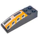 LEGO Dark Stone Gray Slope 2 x 6 Curved with Checkered Plates Right Sticker (44126)
