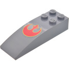 LEGO Gris pierre foncé Pente 2 x 6 Incurvé avec Rebel Alliance logo Autocollant (44126)