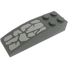 LEGO Dark Stone Gray Slope 2 x 6 Curved with Stones Sticker (44126)