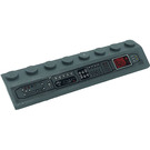 LEGO Dark Stone Gray Slope 2 x 8 (45°) with Control Panel, Levers, Dials, Buttons, Monitor Sticker (4445)