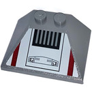 LEGO Dark Stone Gray Slope 3 x 4 Double (45° / 25°) with Air Vents and Dark Red Stripes Sticker (4861)