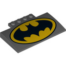 LEGO Mörk Stengrå Backe 5 x 8 x 0.7 Böjd med Batman logotyp (15625 / 16762)