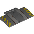 LEGO Dunkles Steingrau Steigung 5 x 8 x 0.7 Gebogen mit Hazard Streifen und Reifen Tracks (15625 / 38143)