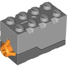LEGO Dunkles Steingrau Sound Backstein 2 x 4 x 2 Tür/Hund mit Medium Stone Grey oben (96287)